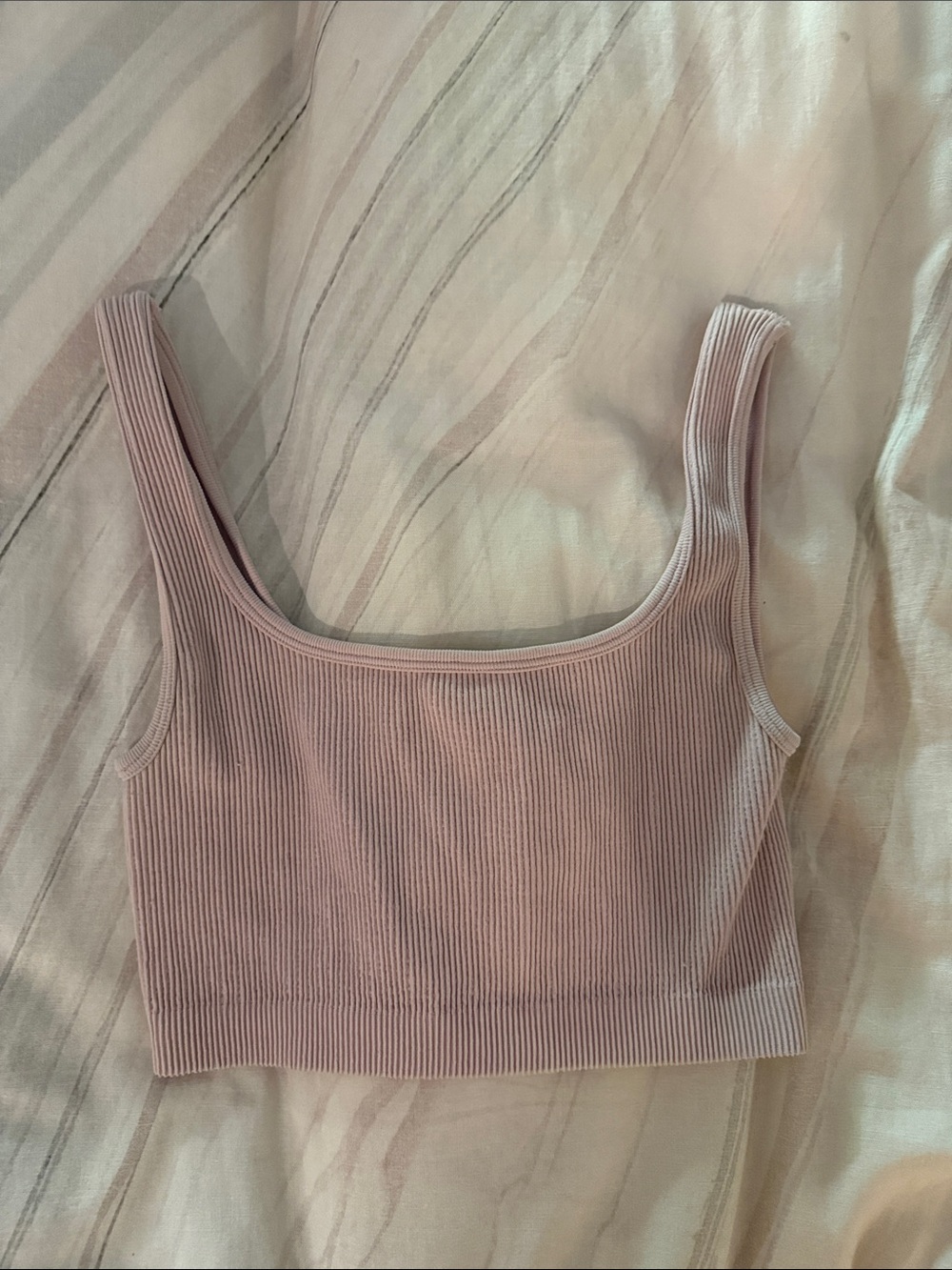 Cotton On Ribbed Square Neck Crop Tank - Pale Mauve